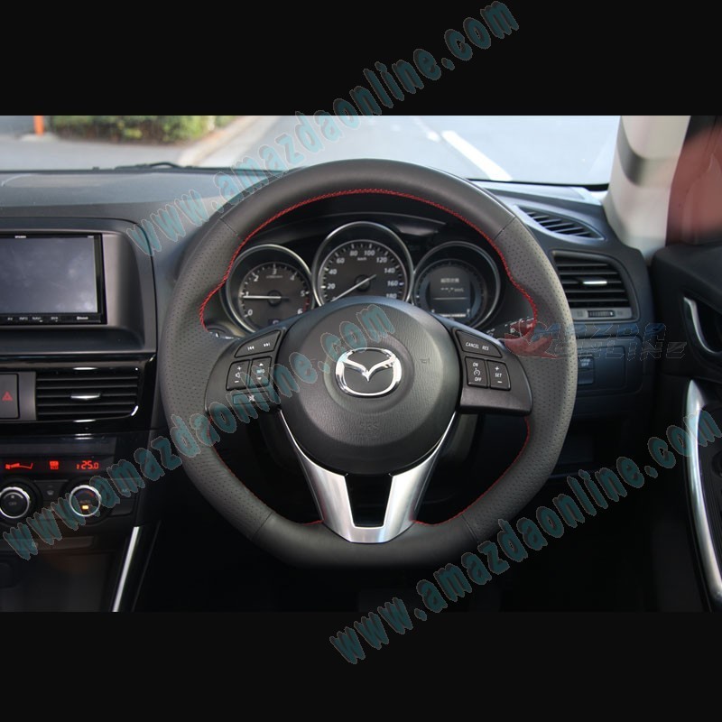 AutoExe Flat Bottom Leather Steering Wheel fits 13-16 Mazda3 [BM] MBM137003