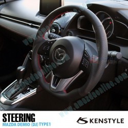 Kenstyle Flat Bottomed Leather Steering Wheel fits 15-16 Mazda2 [DJ]