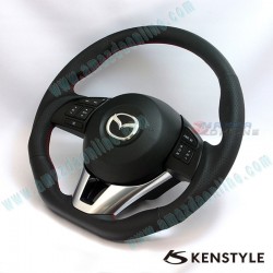 Kenstyle Volante de Fondo Plano de Cuero para 2015-2016 Mazda2 [DJ]