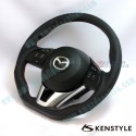 Kenstyle Volante de Fondo Plano de Cuero para 2015-2016 Mazda2 [DJ]