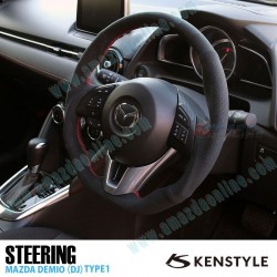 Kenstyle Flat Bottomed Suede Steering Wheel fits 15-16 Mazda2 [DJ]