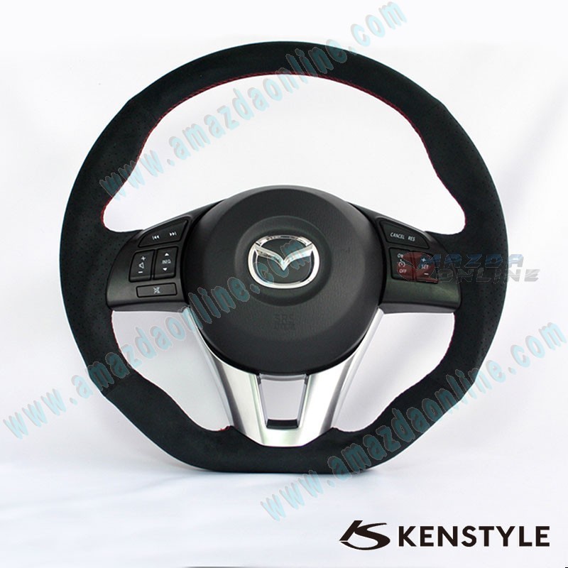 Kenstyle Flat Bottomed Suede Steering Wheel fits 15-16 Mazda CX-3 [DK ...