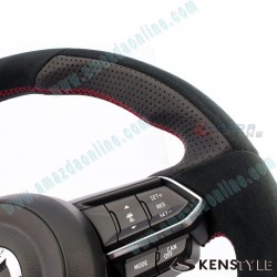 Kenstyle Volante de Fondo Plano de Cuero para 2017-2024 Mazda2 [DJ]