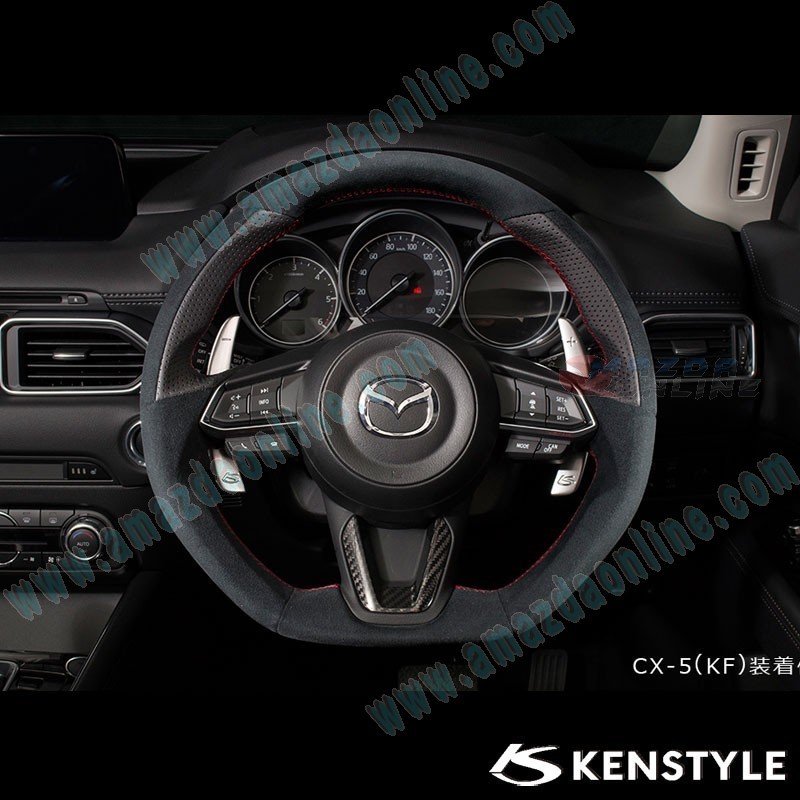 Kenstyle Flat Bottomed Leather and Piano Black Steering Wheel fits 13-16  Mazda3 [BM] MA05