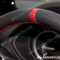 Kenstyle Volante de Fondo Plano de Cuero y Fibra de Carbono para 2017-2024 Mazda CX-3 [DK]