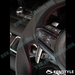 Kenstyle Volante de Fondo Plano de Cuero y Fibra de Carbono para 2017-2024 Mazda CX-3 [DK]