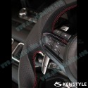 Kenstyle Volante de Fondo Plano de Cuero y Fibra de Carbono para 2017-2024 Mazda CX-3 [DK]