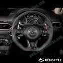 Kenstyle Volante de Fondo Plano de Cuero y Fibra de Carbono para 2017-2024 Mazda2 [DJ]