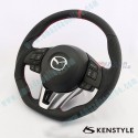 Kenstyle Flat Bottomed Leather Center Line Design Steering Wheel fits 13-16 Mazda3 [BM] MA08