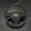 AutoExe Volante de Cuero con Fondo Plano y Costuras Rojas 2003-2008 Mazda RX-8 [SE3P] MSE137003
