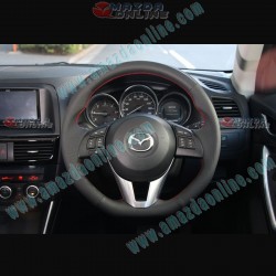 AutoExe Flat Bottom Leather Steering Wheel fits 15-18 Mazda2 [DJ]