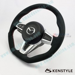 Kenstyle Flat Bottomed Suede with double stitching Steering Wheel fits 15-24 Miata [ND]