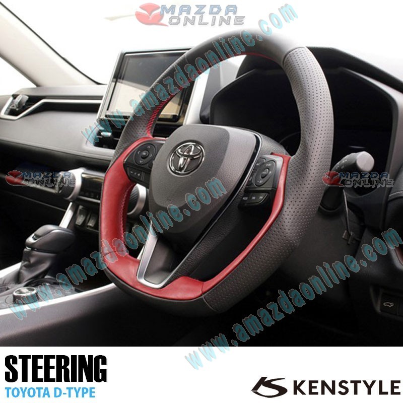 Kenstyle Volante de Fondo Plano de Cuero Nappa para 2018-2024 Toyota RAV4 Hybrid [AXA]