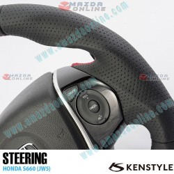 Kenstyle Volante de Fondo Plano de Cuero con Linea Central para 2015-2022 Honda S660 [JW5]