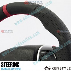 Kenstyle Volante de Fondo Plano de Cuero con Linea Central para 2015-2022 Honda S660 [JW5]