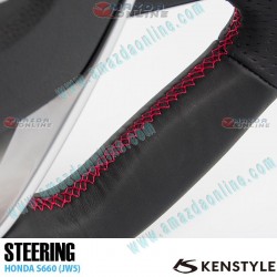 Kenstyle Volante de Fondo Plano de Cuero con Linea Central para 2015-2022 Honda S660 [JW5]