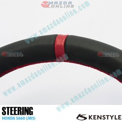Kenstyle Volante de Fondo Plano de Cuero con Linea Central para 2015-2022 Honda S660 [JW5]