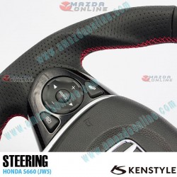Kenstyle Volante de Fondo Plano de Cuero con Linea Central para 2015-2022 Honda S660 [JW5]