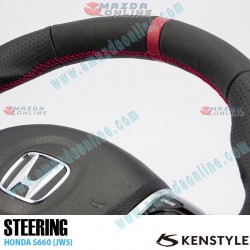 Kenstyle Volante de Fondo Plano de Cuero con Linea Central para 2015-2022 Honda S660 [JW5]
