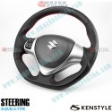 Kenstyle Volante de Fondo Plano de Cuero para 2013-2016 Suzuki Alto [HA25S,HA35S]