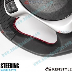 Kenstyle Volante de Fondo Plano de Cuero para 2013-2016 Suzuki Alto [HA25S,HA35S]