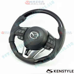 Kenstyle Flat Bottomed Leather and Piano Black Steering Wheel fits 13-16 Mazda CX-5 [KE]