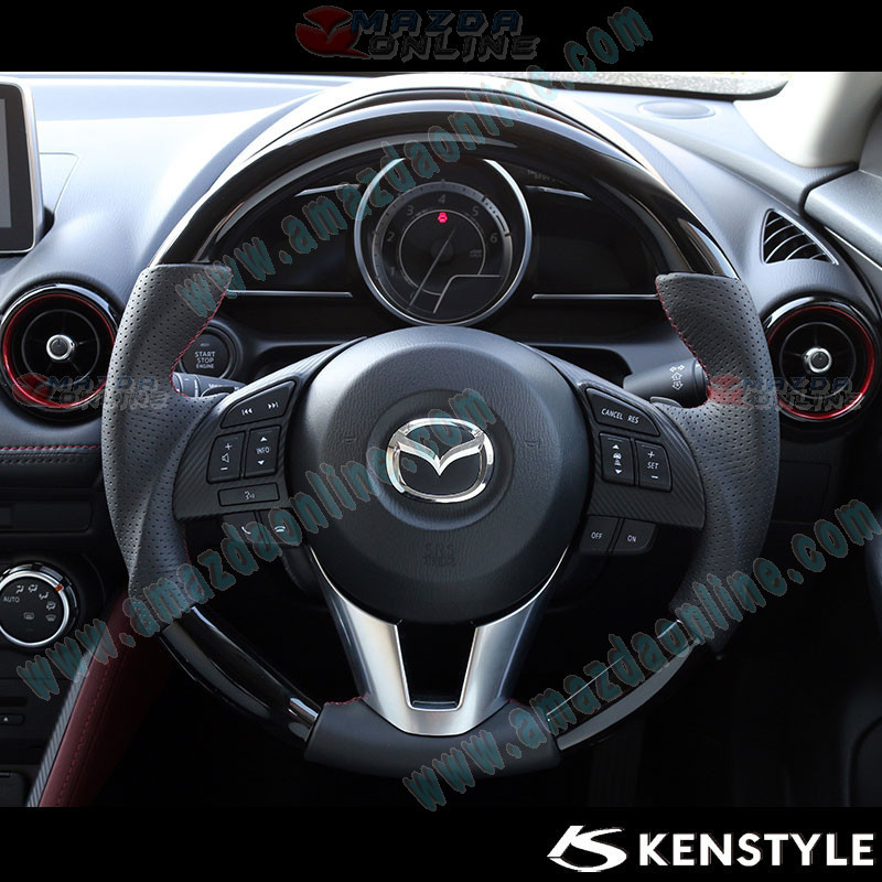 Kenstyle Flat Bottomed Leather and Piano Black Steering Wheel fits 13-16 Mazda CX-5 [KE]