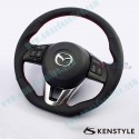 Kenstyle Flat Bottomed Leather Steering Wheel with red stitching fits 13-16 Mazda6 [GJ] MB01