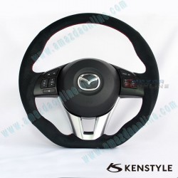 Kenstyle Flat Bottomed Suede Steering Wheel fits 13-16 Mazda3 [BM]