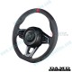 Damd Flat Bottomed Suede Steering Wheel with red stitching fits 15-24 Miata [ND]