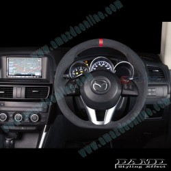Damd Flat Bottomed Suede Steering Wheel fits 15-16 Mazda2 [DJ]