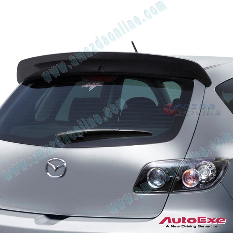 AutoExe Splitter de Fibra de Carbono para Alerin Trasero de Maletero para 2003-2007 Mazda3 [BK]