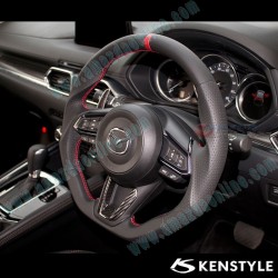 Kenstyle Flat Bottomed Leather Center Line Steering Wheel fits 17-24 Mazda CX-5 [KF]