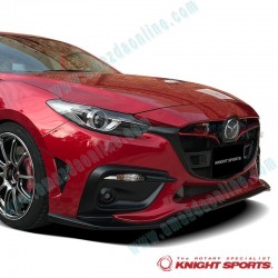 KnightSports Kit Aero de Parachoques Delantero con Parrilla Tipo-2 para 2013-2016 Mazda3 [BM]