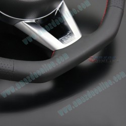 AutoExe Volante de Cuero con Fondo Plano y Costuras Rojas 2015-2025 Miata [ND,NE]