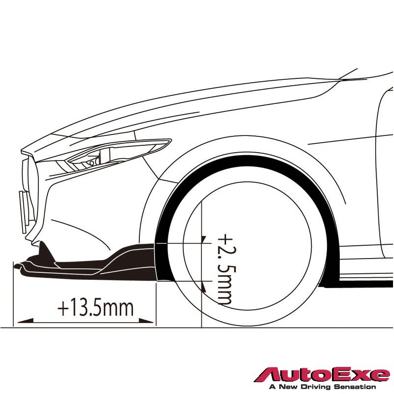 AutoExe Front Lower Spoiler fits 2019-2024 Mazda3 [BP] Fastback